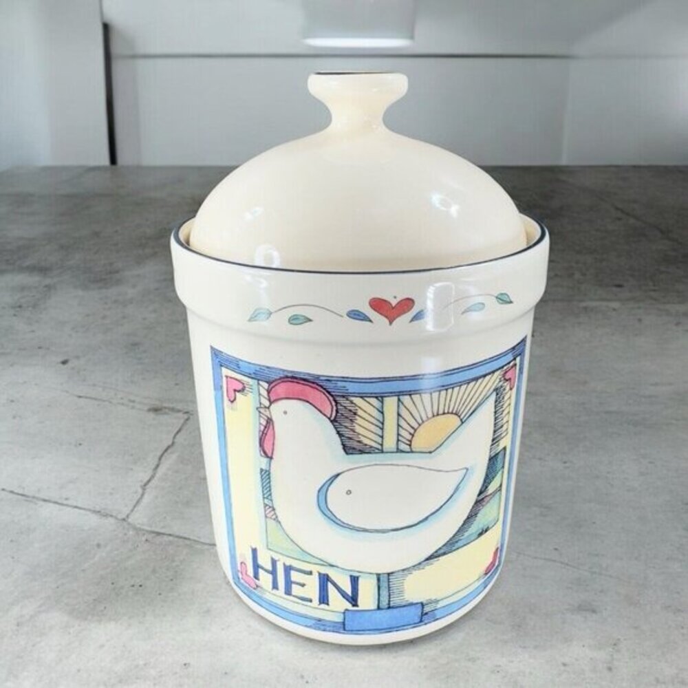 Certified International Susan Winget Hen Chicken Jar W Lid Canister Ceramic‎ VTG